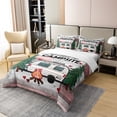 thumbnail image 3 of Erosebridal Housse de Couette Rustique pour Roulotte 100 % Coton, Ensemble de Literie Simple « Happy Camping » Décorations de VR pour l'Intérieur, Ensembles de Lit en Planches de Bois, Housse de Courtepointe pour Roulotte de Chalet 2 Pcs Respirante (Sans Couette), 3 of 6