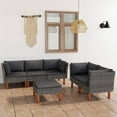 thumbnail image 1 of vidaXL 6 Piece Garden Lounge Set with Cushions Poly Rattan Grey, 1 of 9