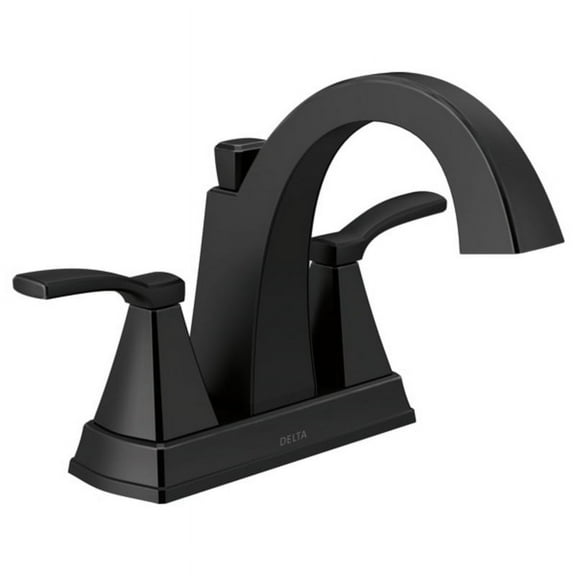 Delta 25768LF-BL Flynn Black Centerset Bathroom Faucet 4in Two-Handle Faucet Matte Black