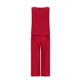 thumbnail image 5 of Casual Linen Pants Sets for Women, 2 Piece Summer Outfits, Casual Sleeveless Crop Tank Tops Wide Leg Capris Pants Beach Vacation Travel Outfit Sets Matching Clothing, 5 of 9