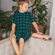 thumbnail image 4 of Balery Teal On Black Plaid Conjunto de Pijama Infantil de Manga Corta con Estampado – Ropa de Dormir de Algodón Suave-3X-Large, 4 of 6