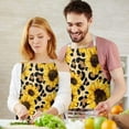 thumbnail image 3 of Beige Leopard Sunflower Pattern Apron-Garden Aprons for Women with Pockets-Cotton Linen Waterproof Kitchen Cooking Gardening Aprons Adjustable for Kitchen,Cooking,BBQ and Salon 33x27 Inch, 3 of 7