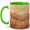 Green, variant on Golden Mountain Sunrise Coffee Mug, Warm Field Landscape Nature Design, 11 oz Ceramic Cup