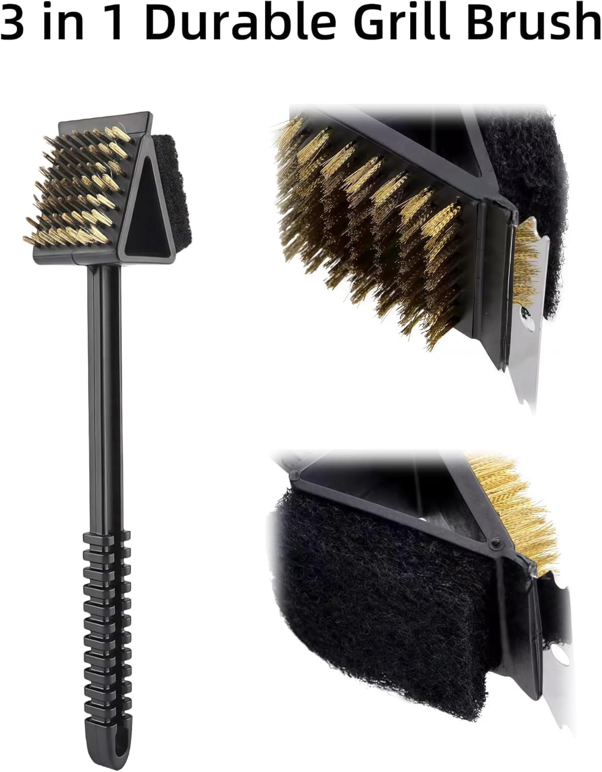 ABPETE Grill Brush for Outdoor Grill, 3 in 1 Grill Cleaning Brush and Scraper BBQ Brush Safe BBQ Cleaning Tools(2 Pack)