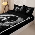 thumbnail image 3 of Castle Fairy Line Art Rider Zipper Full Size Comforter Sets with Fitted Sheet and 2 Pillowcases,Grunge Overlay Zipper Bedding Set for Bedroom,Charcoal Ivory,4pcs,Black Reversible, 3 of 6