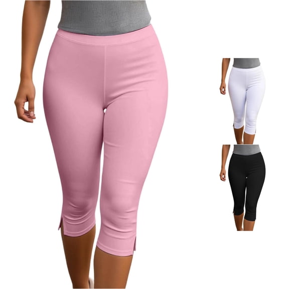 High Slit Side Split Casual Leggings for Stretchy Control Workout Yoga Pants with Comfortable Elastic Waistband Formal Pants for Women XL