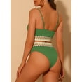 thumbnail image 3 of DARING DIVA 2 Pieces High Waisted Ribbed Swimsuit Swimwear S Army Green, 3 of 6
