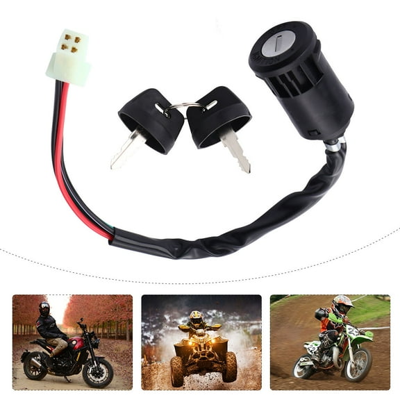 LABSERRON 4 Key Universal Ignition Key Set with Ignition Control Start Engine for Dirt Bike 12.4x1.1in