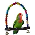 thumbnail image 1 of Juguetes de madera para pájaros, columpios para loros que incluyen campanas, cuentas de madera, elegantes columpios colgantes con coloridas secciones de columpios, 1 of 5