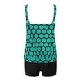 thumbnail image 4 of Ecqkame Tankini Swimsuit for Women Print Two Piece Bathing Suit Crew Neck Conservative Swim Suits with Boy Shorts 01-Sky Blue M, 4 of 5