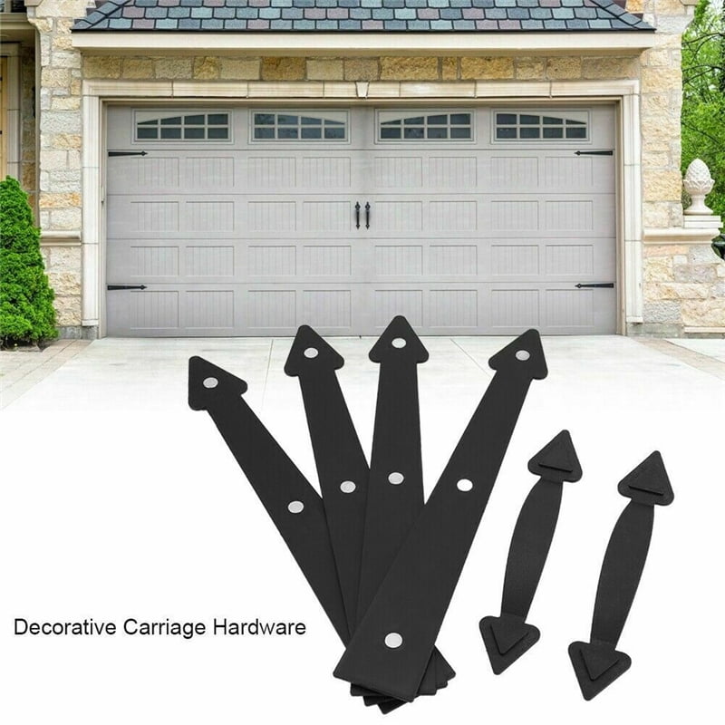 2 Handles Hardware Set Magnetic Garage Door Accent Decorative Carriage 4 Hinges 