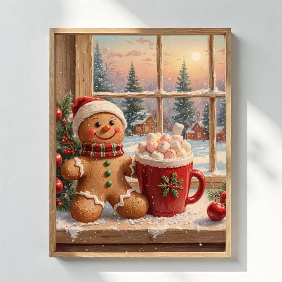Vintage Gingerbread Man Art Poster: Cozy Cocoa, Unframed Poster Size 24x36