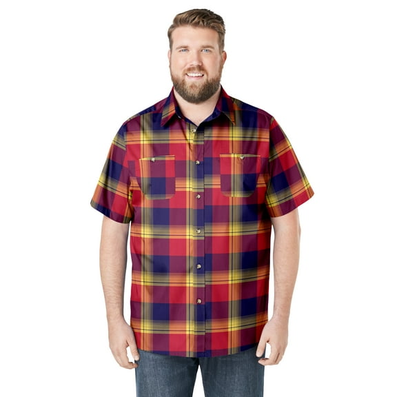 KingSize Men's Big & Tall Wrinkle-Resistant Short Sleeve Button Down, Printed