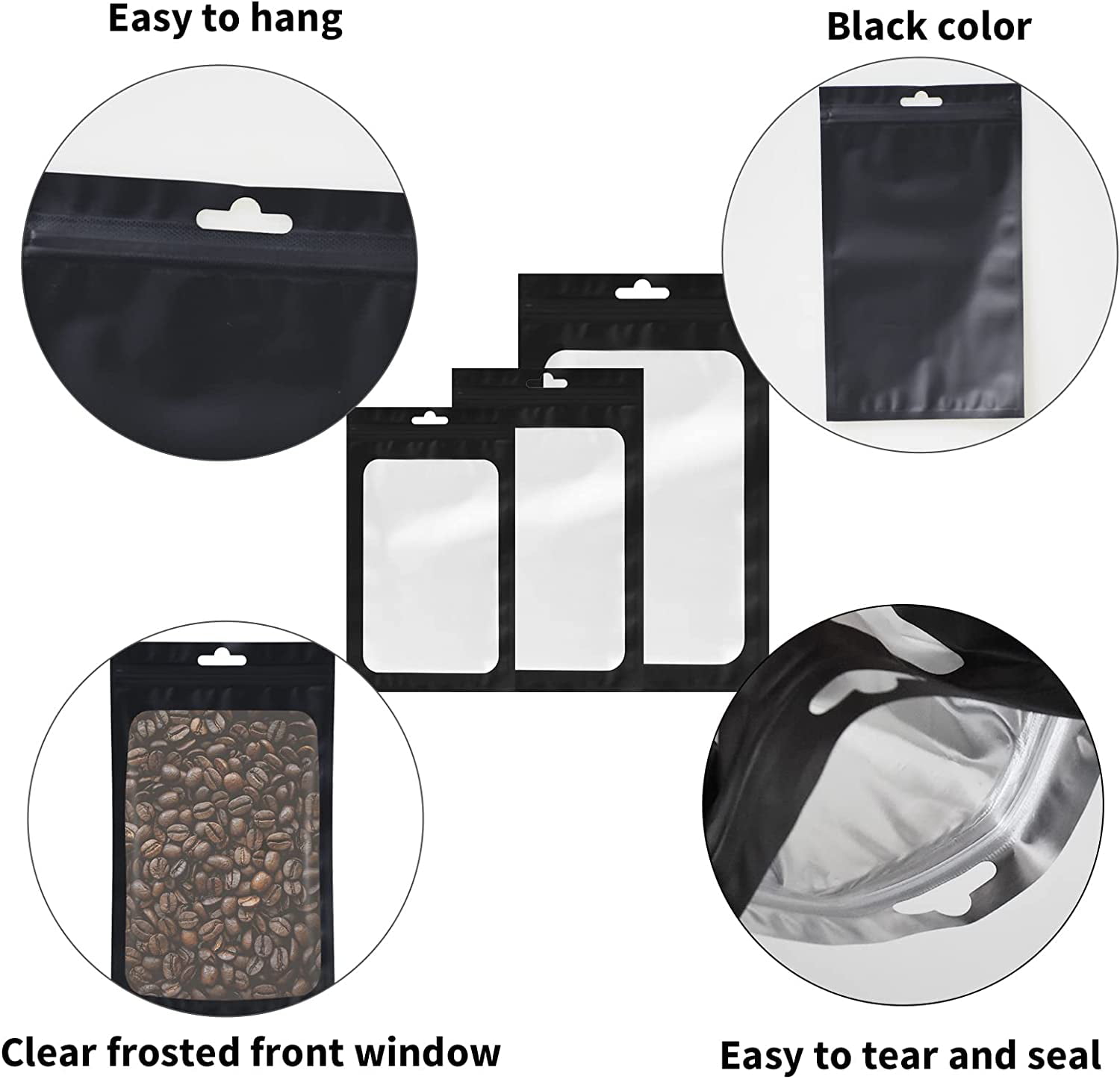 HANSER, Smell Proof Odorless Mylar Bags with clear Window