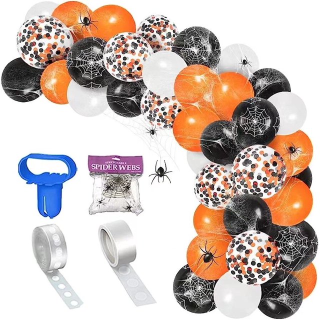 Juego de arco de globos para Halloween, decoración de fondo de fiesta, película de aluminio, conjunto de cadena de globos de látex, novedad de 233