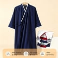 thumbnail image 2 of Mens Summer Robe Cotton Lightweight Bathrobe, Long Kimono Robe, Breathable Soft Bath Robe For Summer, Lounge & Shower Loose Fit Pajama, 2 of 7
