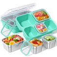 thumbnail image 1 of Caja de Snacks BiuLeon Snackle Acero Inoxidable 5 Compartimentos Verde, 1 of 7