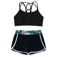 thumbnail image 3 of vastwit Kids Girls Swimsuit Racerback Swimwear Tankini Set Crop Tank Top with Bottoms Set Black 14, 3 of 5