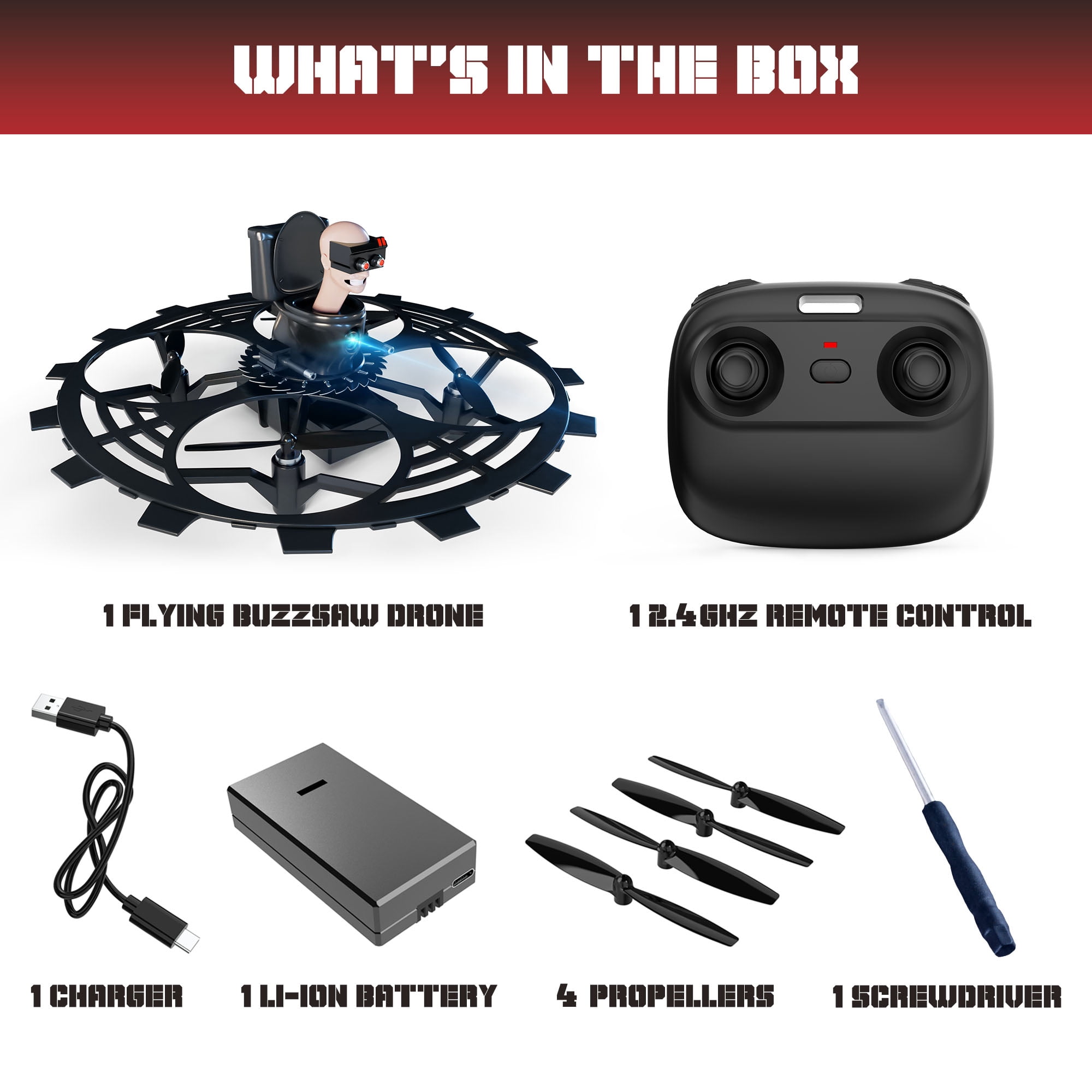 Force1 Officially Licensed Skibidi Toilet Toy RC Drone (Black)