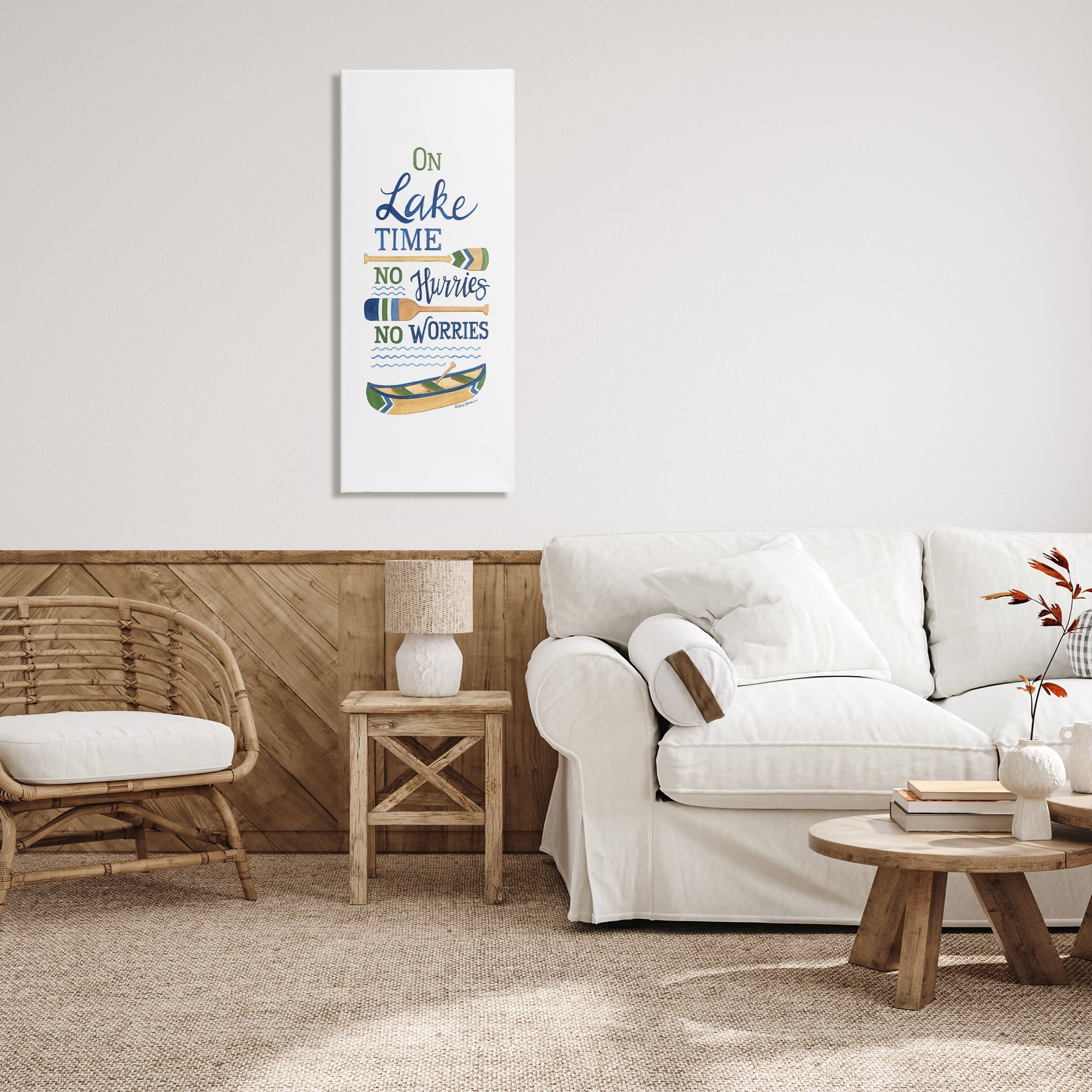 Stupell Industries No Hurries On Lake Time Transportation Painting Gallery Wrapped Canvas Art Print Wall Art, 20 x 48