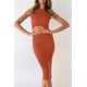 thumbnail image 4 of Vestido PRETTYGARDEN Rojo Ladrillo Midi Ajustado con Corte XL, 4 of 5