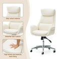 Glitzhome Leatherette Executive Office Chair Adjustable Height Swivel Chair, Cream