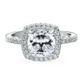 thumbnail image 2 of BERRICLE Sterling Silver Halo Wedding Engagement Rings Cushion Cut Cubic Zirconia CZ Promise Ring for Women, Rhodium Plated Size 9.5, 2 of 9