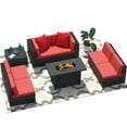 thumbnail image 4 of Homall 8 Pieces Rattan Patio Furniture Conversation Set with 43" Gas Propane 50000 BTU Fire Pit Table Outdoor Sectional Sofa for Backyard,Red, 4 of 9