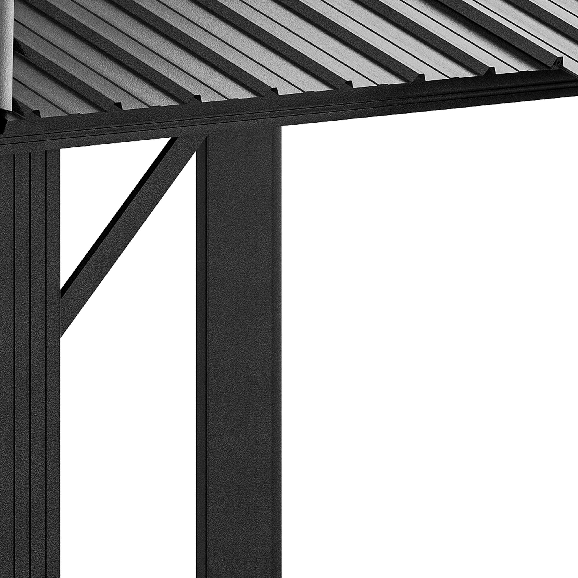 ModFusion 12 ×18 FT Gazebo Double Roof Hardtop Canopy Heavy-Duty Outdoor Pavilion with Nettings & Curtains in Brown