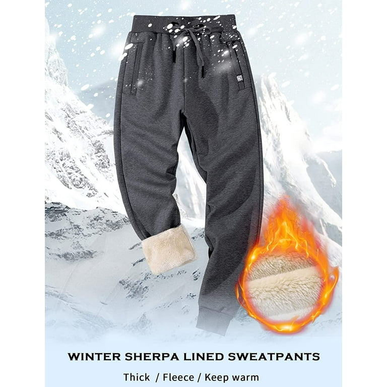 DanceeMangoos Men's Sherpa Lined Sweatpants Athletic Fleece Pants Winter  Warm Jogger Track Pants with Pockets 