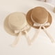 thumbnail image 4 of Sombreros de sol para niños, lazos de encaje, sombreros de paja para niños pequeños y medianos, sombreros de copa plana, sombreros de playa para sombrillas al aire libreBeige, 4 of 5
