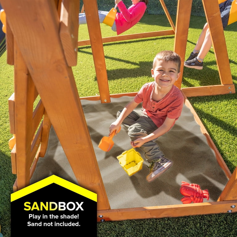 Sportspower Wooden Swing Set - Outdoor Playset with Slide