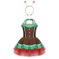 thumbnail image 3 of YiZYiF Girls Christmas Gingerbread Dress with Hair Hoop Holiday Dance Cookie Role Play Outfit Brown 6, 3 of 7