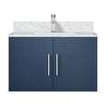 thumbnail image 3 of Geneva 30 in. W Navy Blue Bath Vanity, Carrara Marble Top, and Faucet Set, 3 of 11