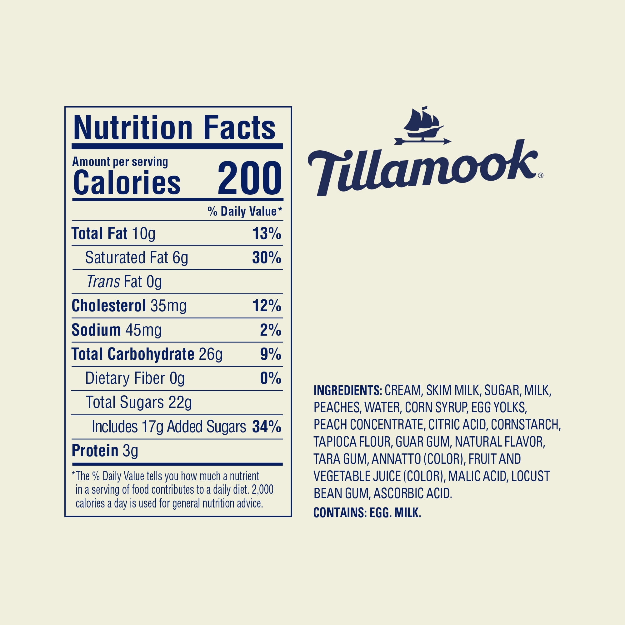 Tillamook Peaches & Cream Ice Cream, 48 oz