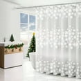 thumbnail image 5 of Christmas Snowflake Shower Curtain with Hooks - Waterproof Plastic Bathroom Decor with Reinforced Grommets, Holiday Themed Curtain for Home and Dorms, 5 of 6
