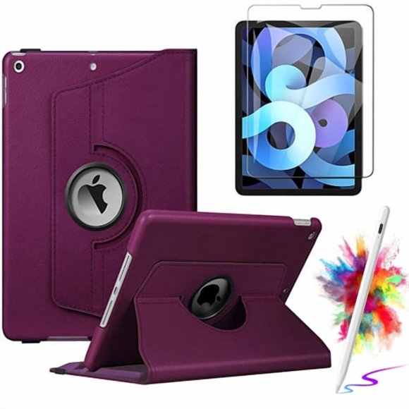 Smart Case With Screen protector with Stylus Pen for iPad mini 7 Case A17 Pro 2024/ Mini 6 2021 8.3 Inch, Hard Back Cover for iPad mini 8.3" 7th 6th Generataion, Purple