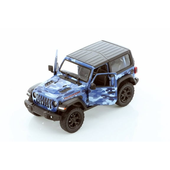 2018 Jeep Wrangler Rubicon, Camo Blue - Kinsmart 5420DAB - 1/34 scale Diecast Model Toy Car (Brand New but NO BOX)