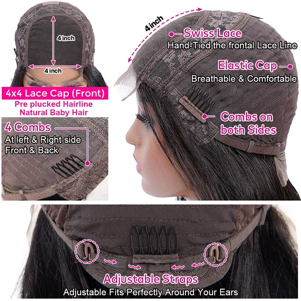 MQOUO Wear and Go Glueless Wigs Human Hair Pre Plucked Pre Cut HD Lace No Glue Body Wave Lace Front Wigs for Black Women Human Hair Glueless with Natural Hairline 180% Density 22 Inch