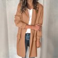 thumbnail image 2 of tklpehg Blazer Jackets for Women Long Sleeve Lapel Fashion Autumn Winter Long Sleeve Solid Blouse Bow-Knot Sweater Tops Khaki M, 2 of 6