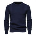 thumbnail image 2 of Men Crewneck Sweater Casual Cable Knit Long Sleeve Fisherman Pullover Blouse Winter 2023 Lightweight Slim Fit Basic Work Knitwear, 2 of 5