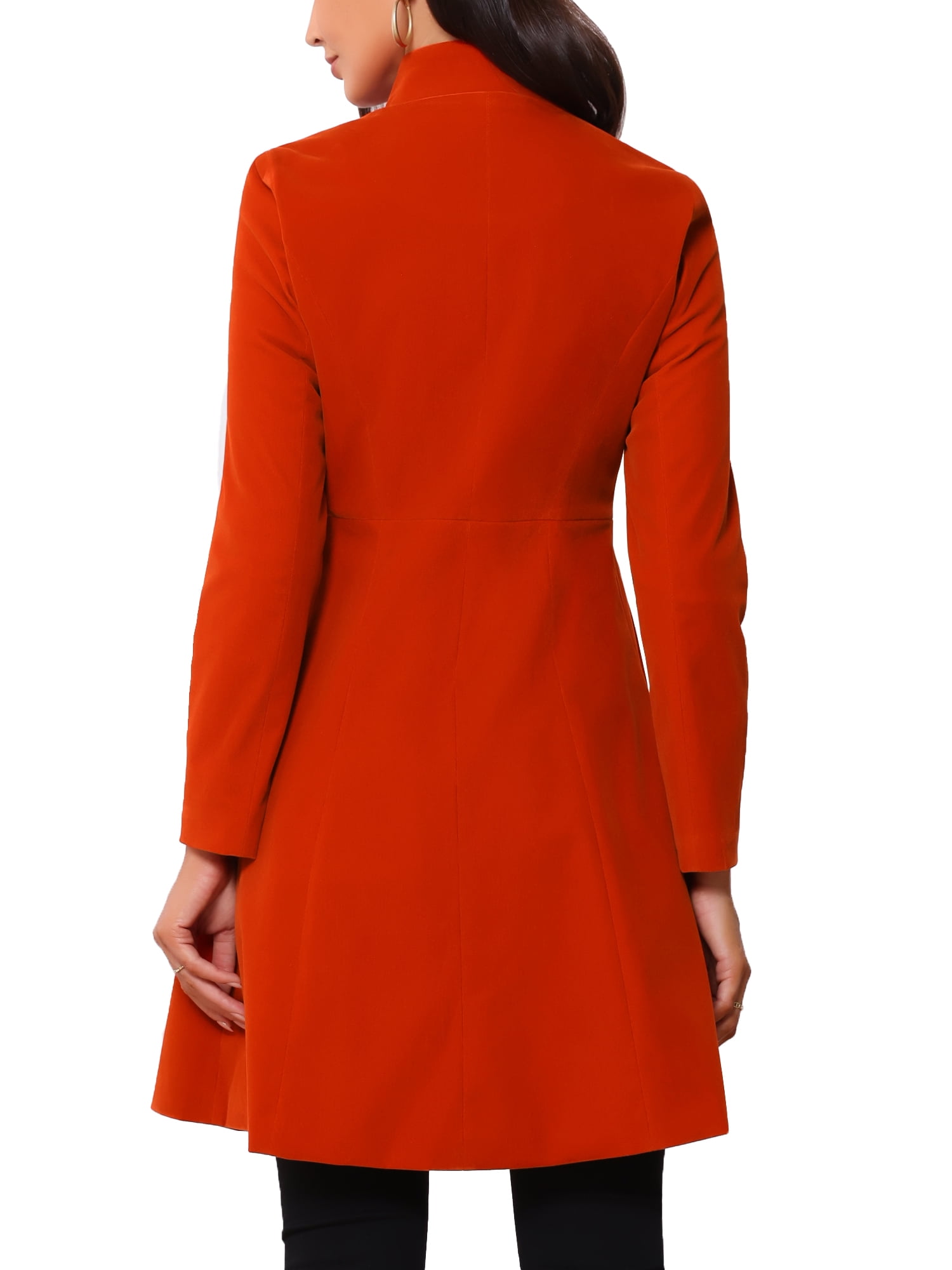 INSPIRE CHIC Women's Velvet A-Line Coat Double Breasted Stand