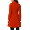 thumbnail image 3 of Abrigo de terciopelo A-Line para mujer Inspire Chic, de doble botonadura, con cuello alto, abrigo de invierno de longitud media, color rojo anaranjado, 3 of 6