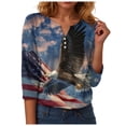 thumbnail image 4 of GEWSEY 2026 USA 250th Anniversary T Shirt Women – Patriotic American Flag V-Neck Top 3/4 Sleeve Independence Day Gift (Dark Blue, 3XL), 4 of 8