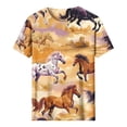 thumbnail image 3 of Chandail Décontracté pour Femmes, Manches Courtes Col Rond avec Imprimé Cheval Rétro, Tissu Polyester Léger, Respirant pour Usage Quotidien, Saison Printemps Automne, 3 of 5