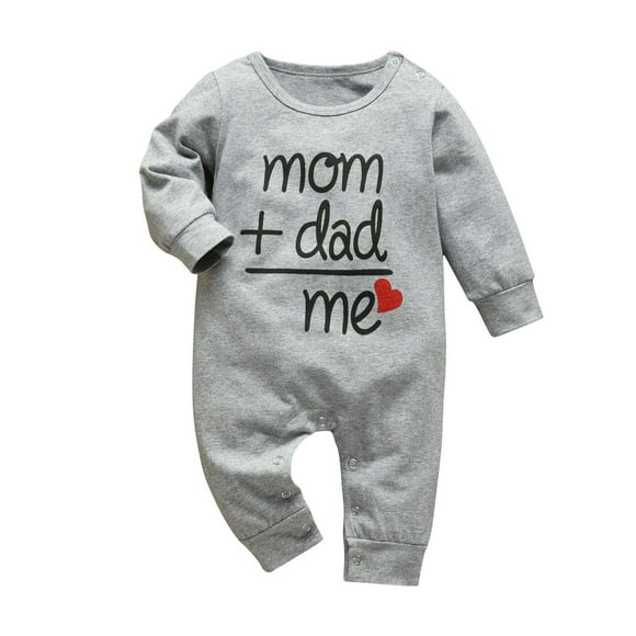 Derouetkia Mono Para Bebés Y Niñas Con Letras Mamá Y Papá Igual Me (3-6 Meses) Gris