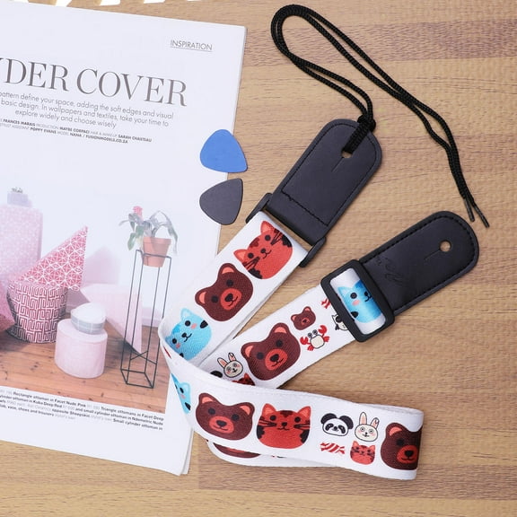 FOLOYORI 1Pack PU Leather Ukulele Strap Adjustable for Ukulele and Kid Guitar 51.09X1.97X0.39in