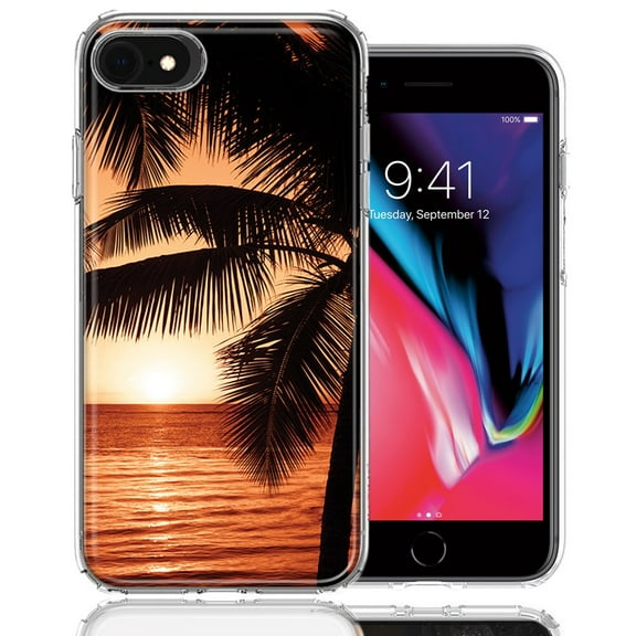 MUNDAZE For Apple iPhone 7/8/SE Paradise Sunset Design Double Layer Phone Case Cover