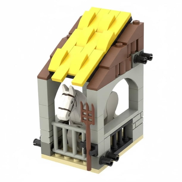 predolo 65 Piezas Pesebrera Medieval de Bloques Compatible con Ladrillos Pequeños Establo de Caballos para Armar Juego Creativo Escena en Miniatura