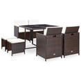 thumbnail image 1 of vidaXL 9 Piece Outdoor Dining Set with Cushions Poly Rattan Brown, 1 of 5